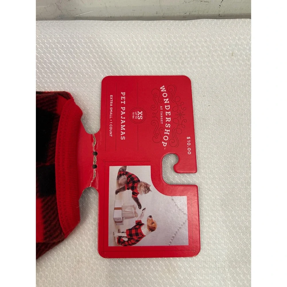 Wondershop Pet Pajamas XS Red Black Buffalo Check Fleece Dog Cat Holiday